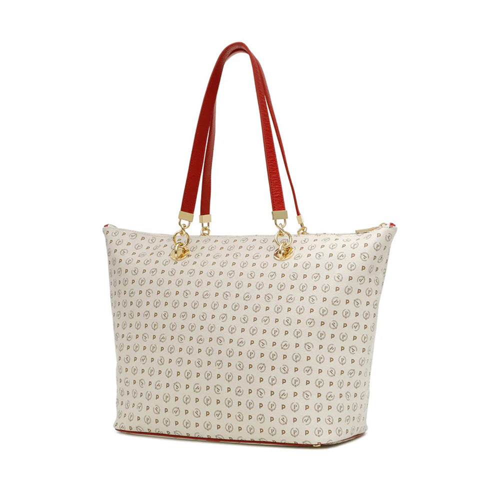 Shopping Bag Donna POLLINI linea Heritage Logo Classic Avorio e Lacca