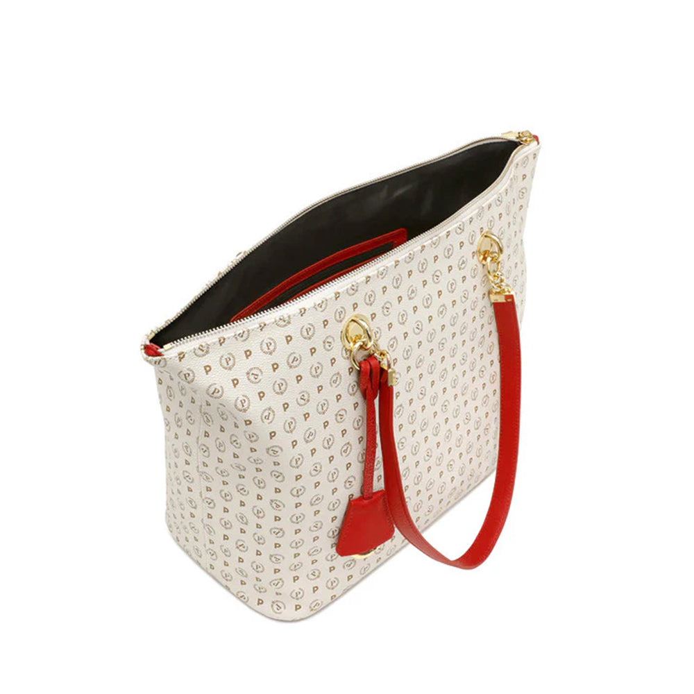 Shopping Bag Donna POLLINI linea Heritage Logo Classic Avorio e Lacca