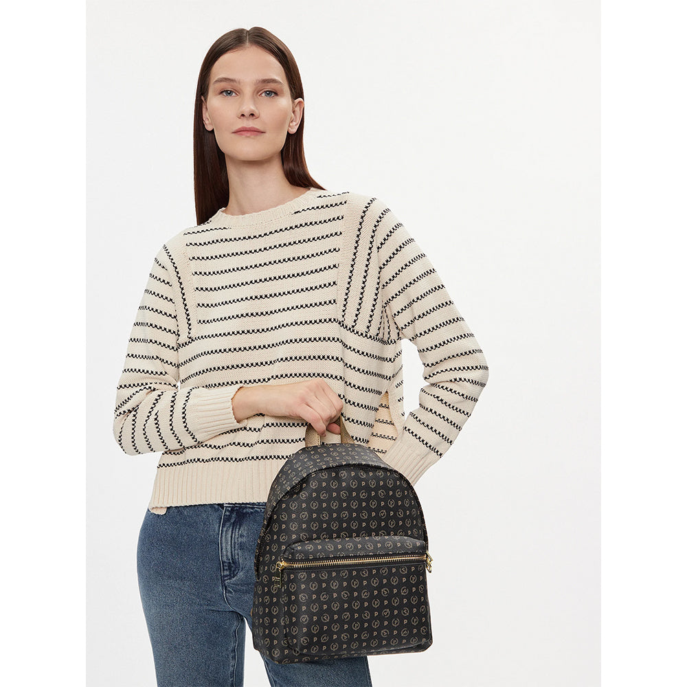 Zaino Donna POLLINI linea Heritage Logo Classic Nero e Bronzo