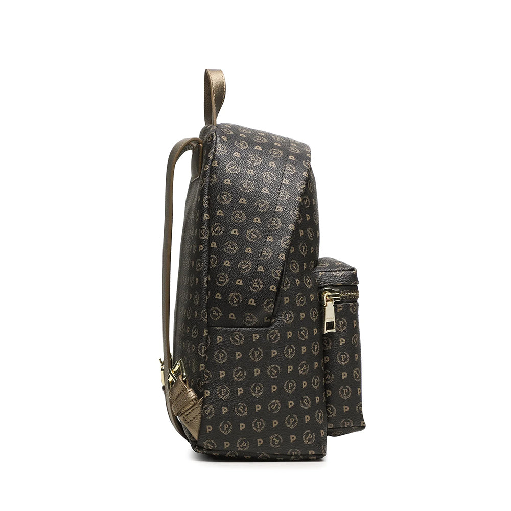 Zaino Donna POLLINI linea Heritage Logo Classic Nero e Bronzo