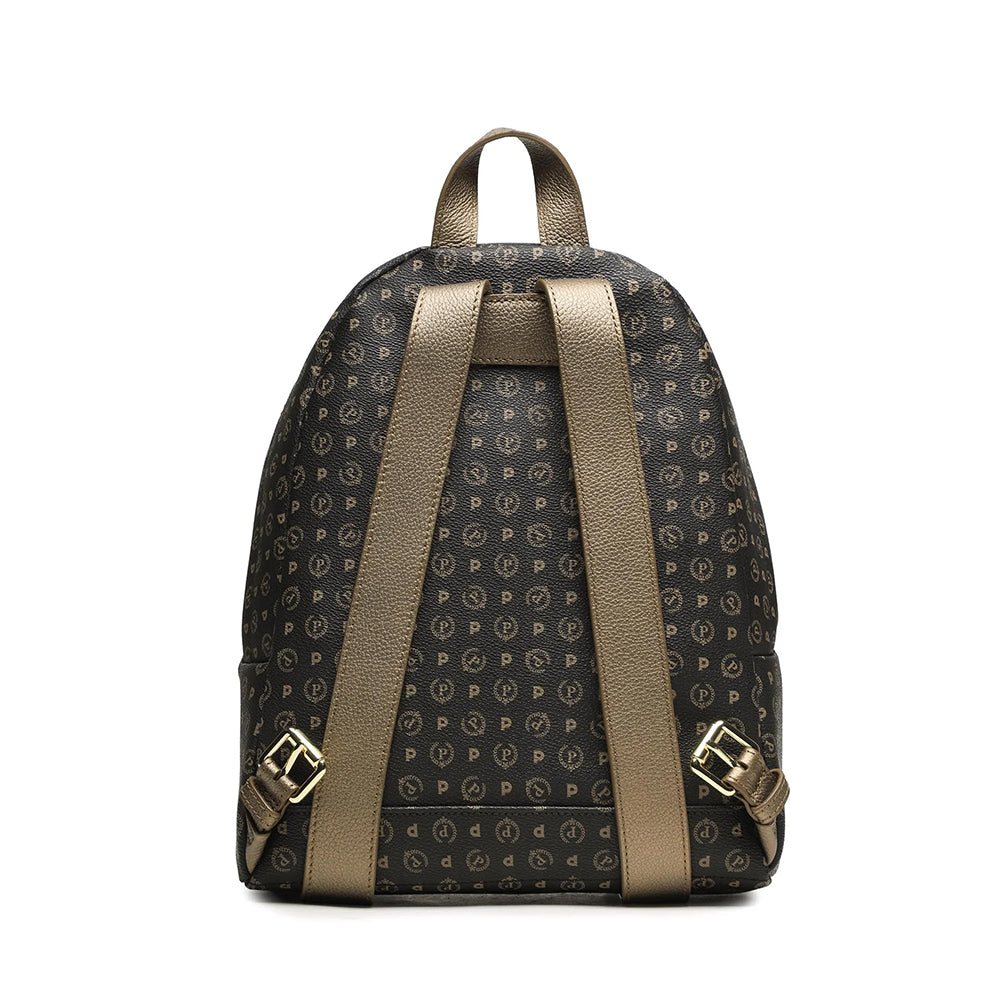 Zaino Donna POLLINI linea Heritage Logo Classic Nero e Bronzo