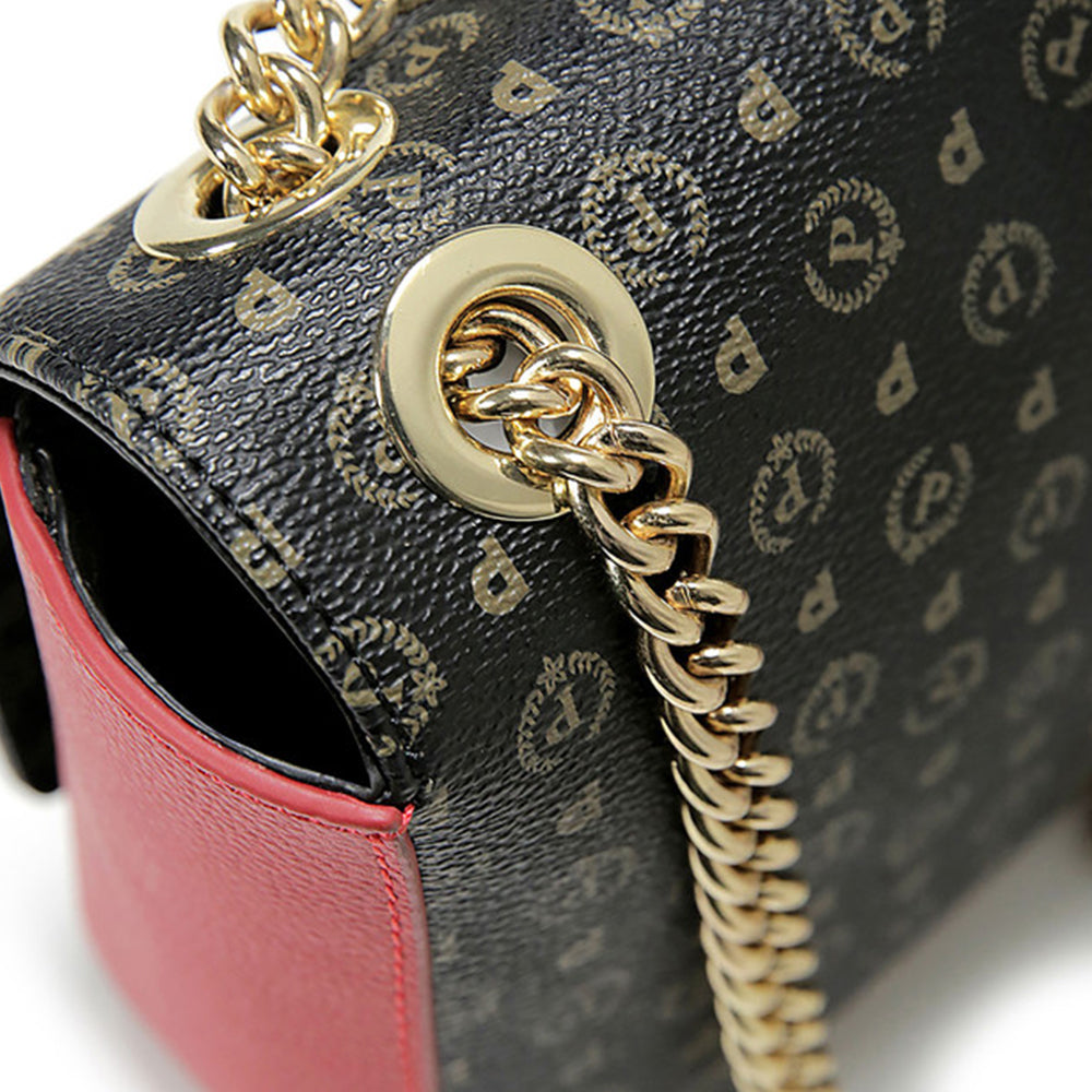 Borsa Donna a Tracolla POLLINI linea Heritage Logo Classic Nero e Lacca