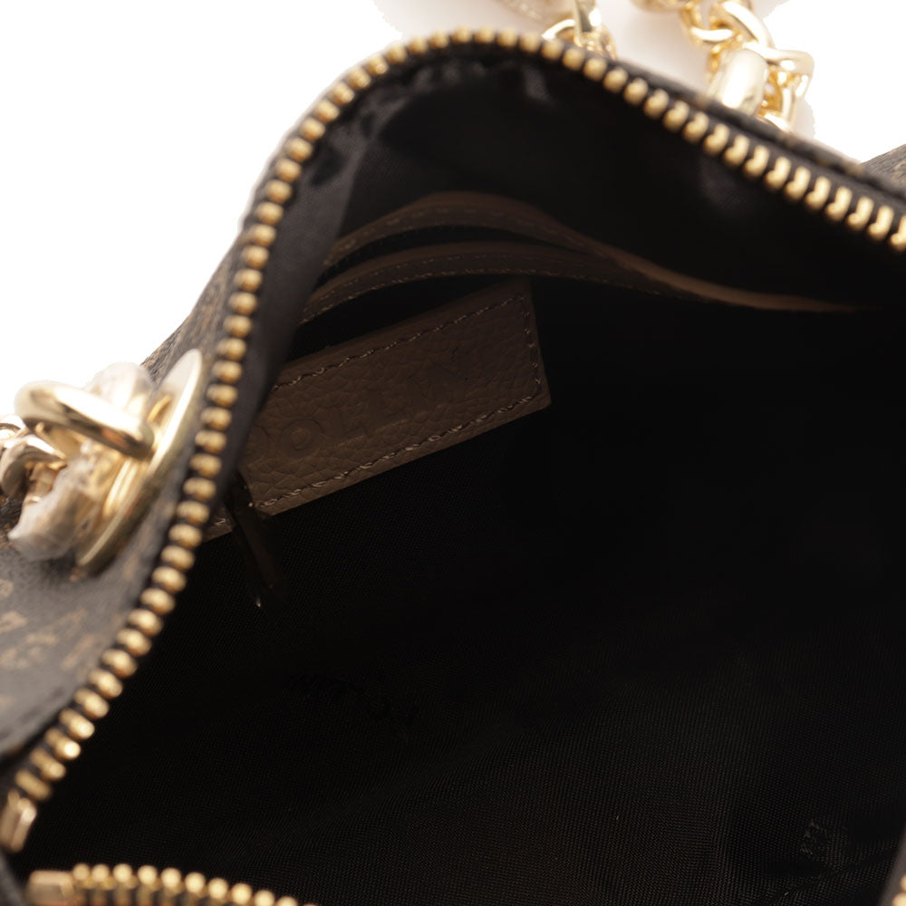 Borsa Donna Bauletto Mini POLLINI linea Heritage Logo Classic Nero e Avorio