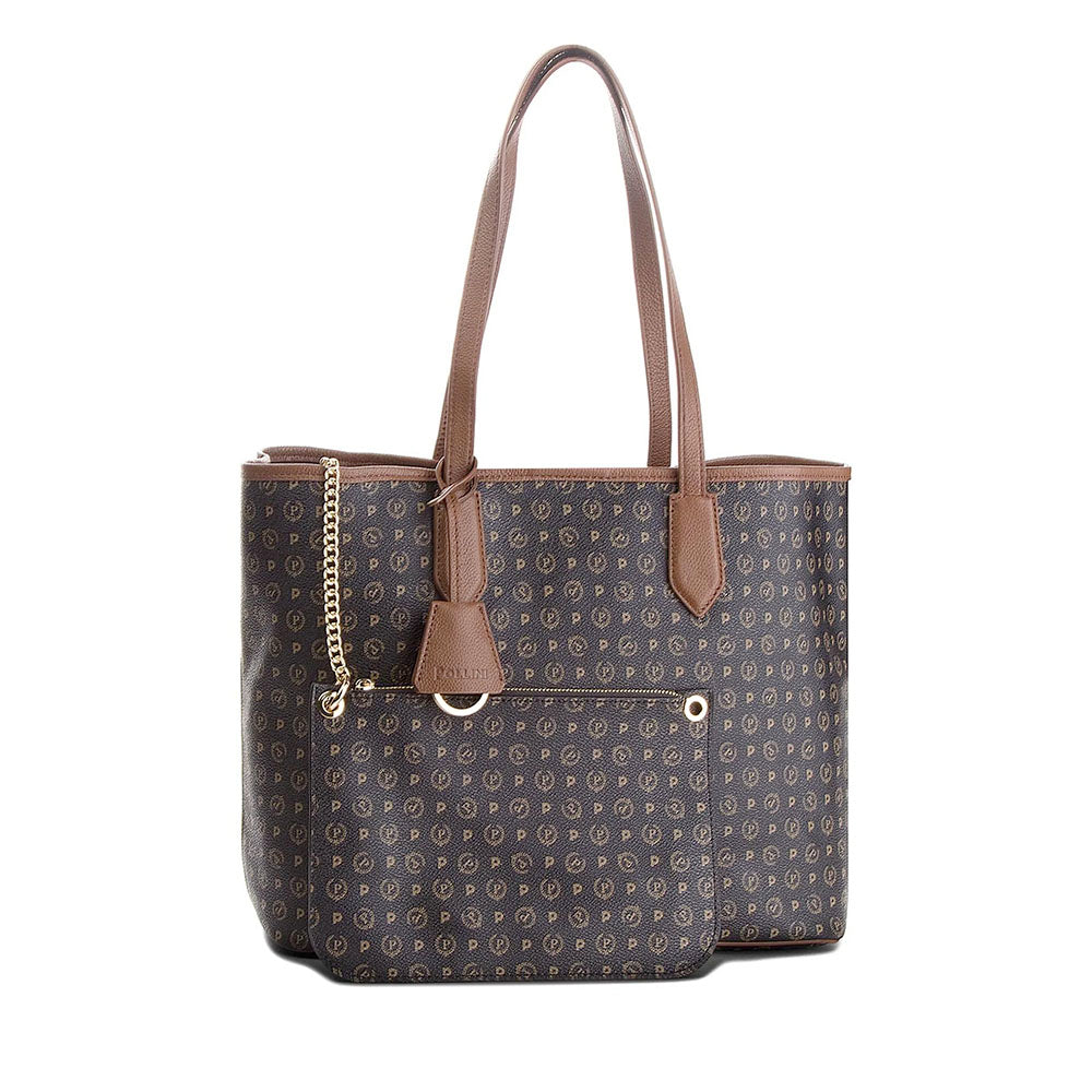 Shopping Bag POLLINI linea Heritage Logo Classic Nero e Marrone