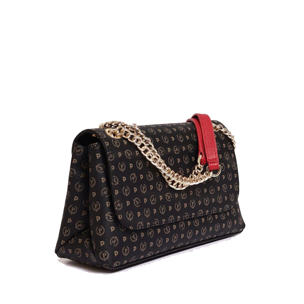 Borsa Donna a Spalla POLLINI Linea Heritage Logo Classic Nero e Lacca
