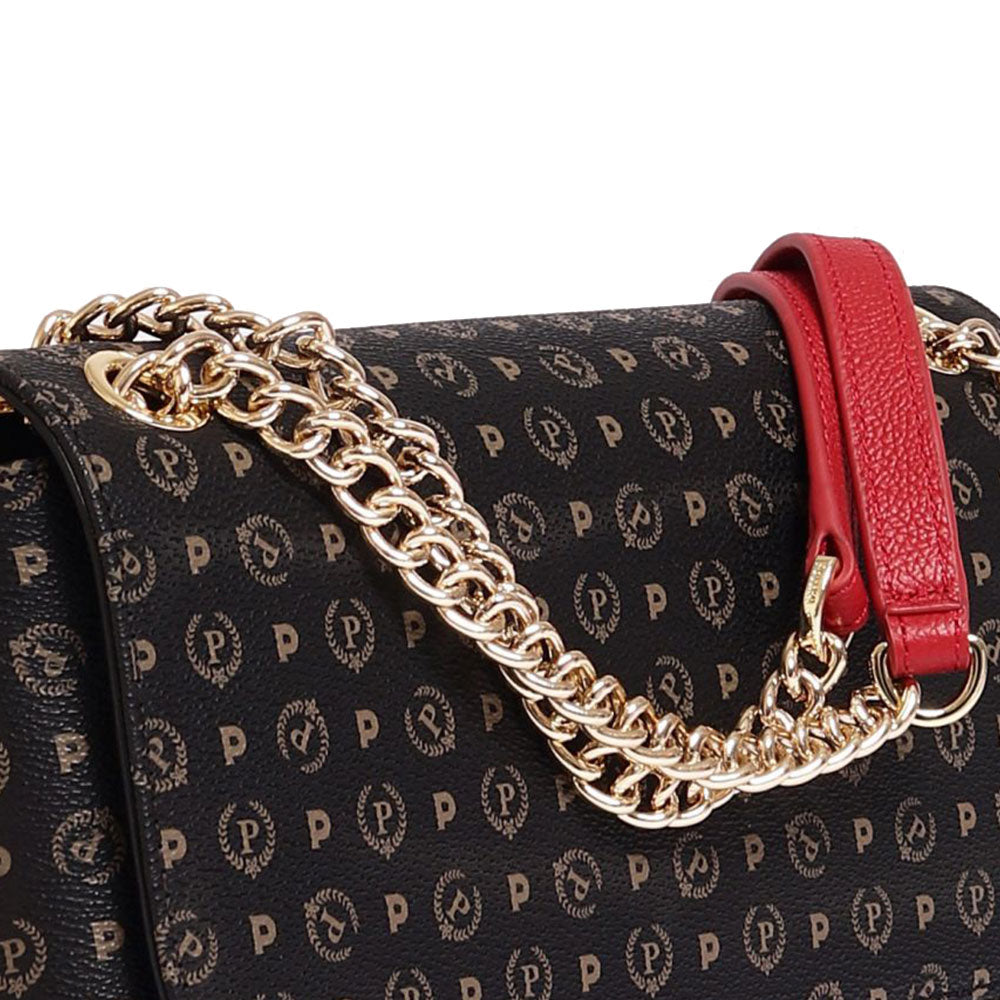 Borsa Donna a Spalla POLLINI Linea Heritage Logo Classic Nero e Lacca