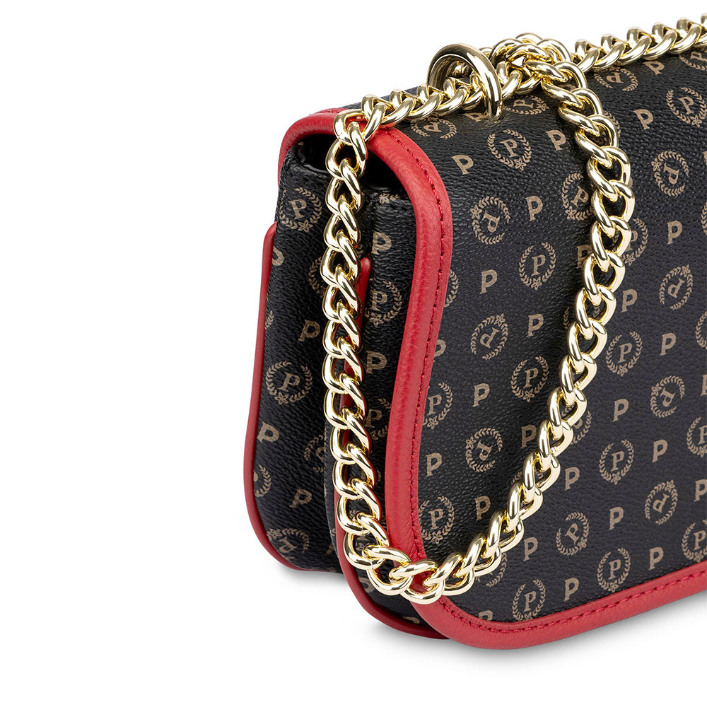 Borsa Donna a Tracolla POLLINI linea Heritage Logo Classic Nero e Lacca