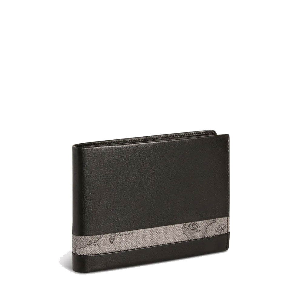 Portafoglio Uomo con Portamonete 1A Classe Alviero Martini in Pelle Nera con Inserto Geo Dark W143