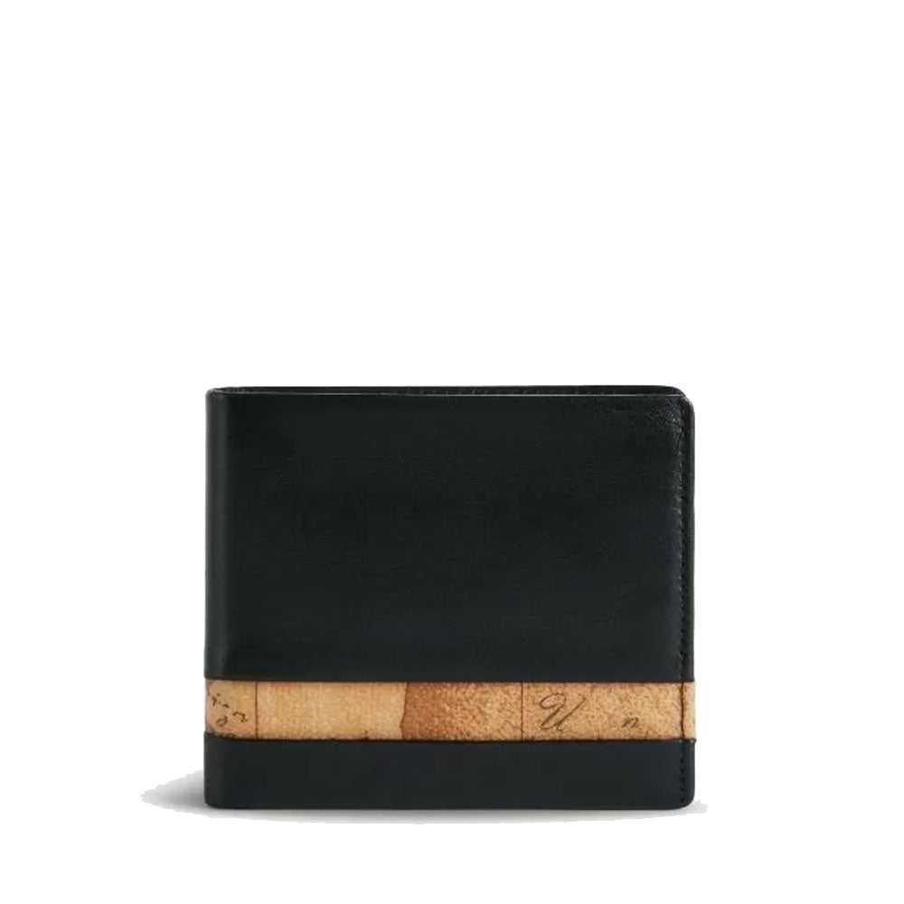 Portafoglio Uomo con Portamonete 1A Classe Alviero Martini in Pelle Nera con Inserto Geo Classic W149