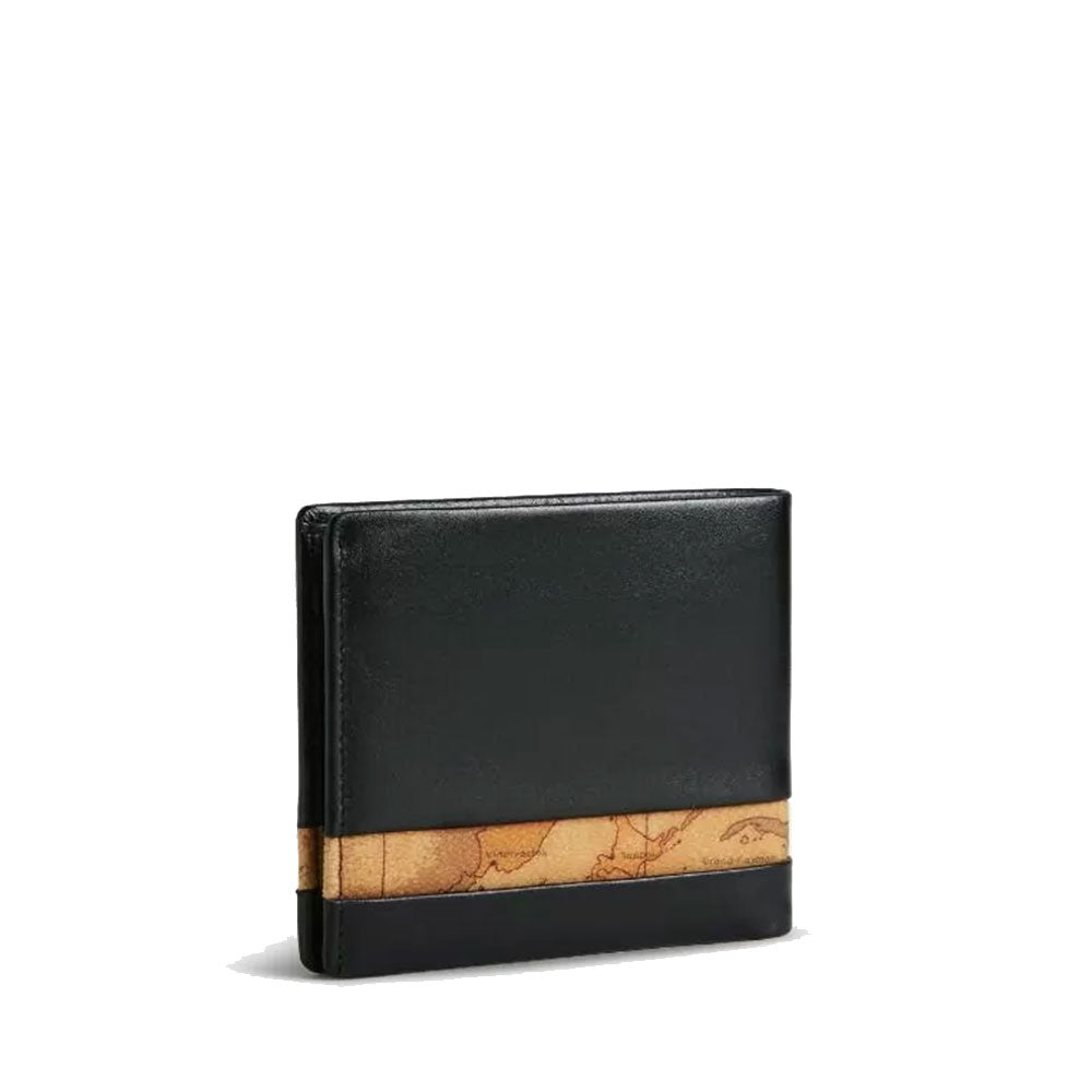 Portafoglio Uomo con Portamonete 1A Classe Alviero Martini in Pelle Nera con Inserto Geo Classic W149