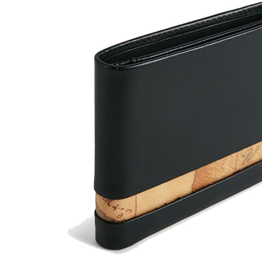 Portafoglio Uomo con Portamonete 1A Classe Alviero Martini in Pelle Nera con Inserto Geo Classic W149