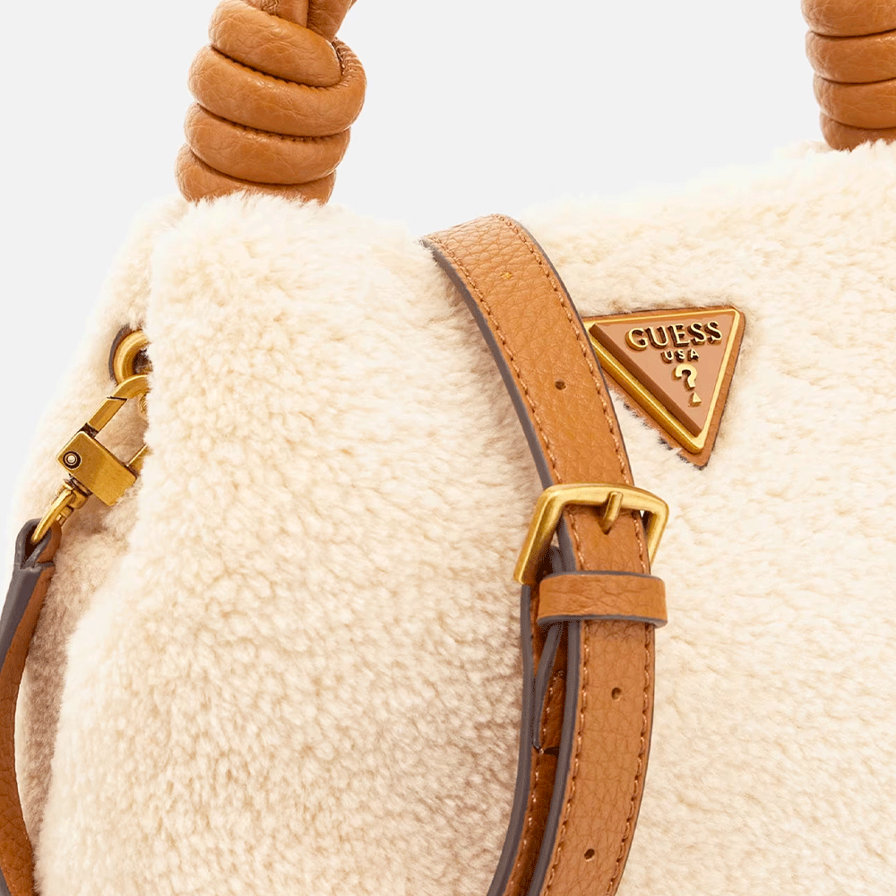 Borsa Donna Mini a Mano GUESS Linea Shaida colore Natural - Cognac