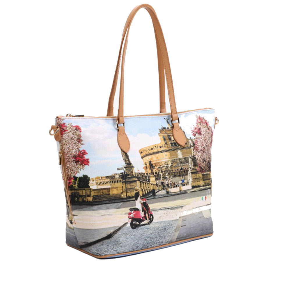 Borsa Donna Y NOT Shopper a Spalla YES-397 Stampa Roman Holidays