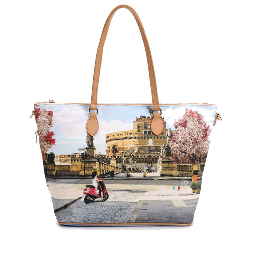 Borsa Donna Y NOT Shopper a Spalla YES-397 Stampa Roman Holidays