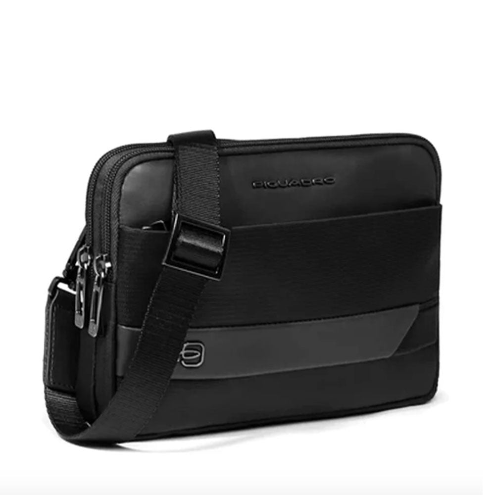 Pochette Uomo Piquadro in Tessuto e Pelle colore Nero con Tracolla - AC6492W132R