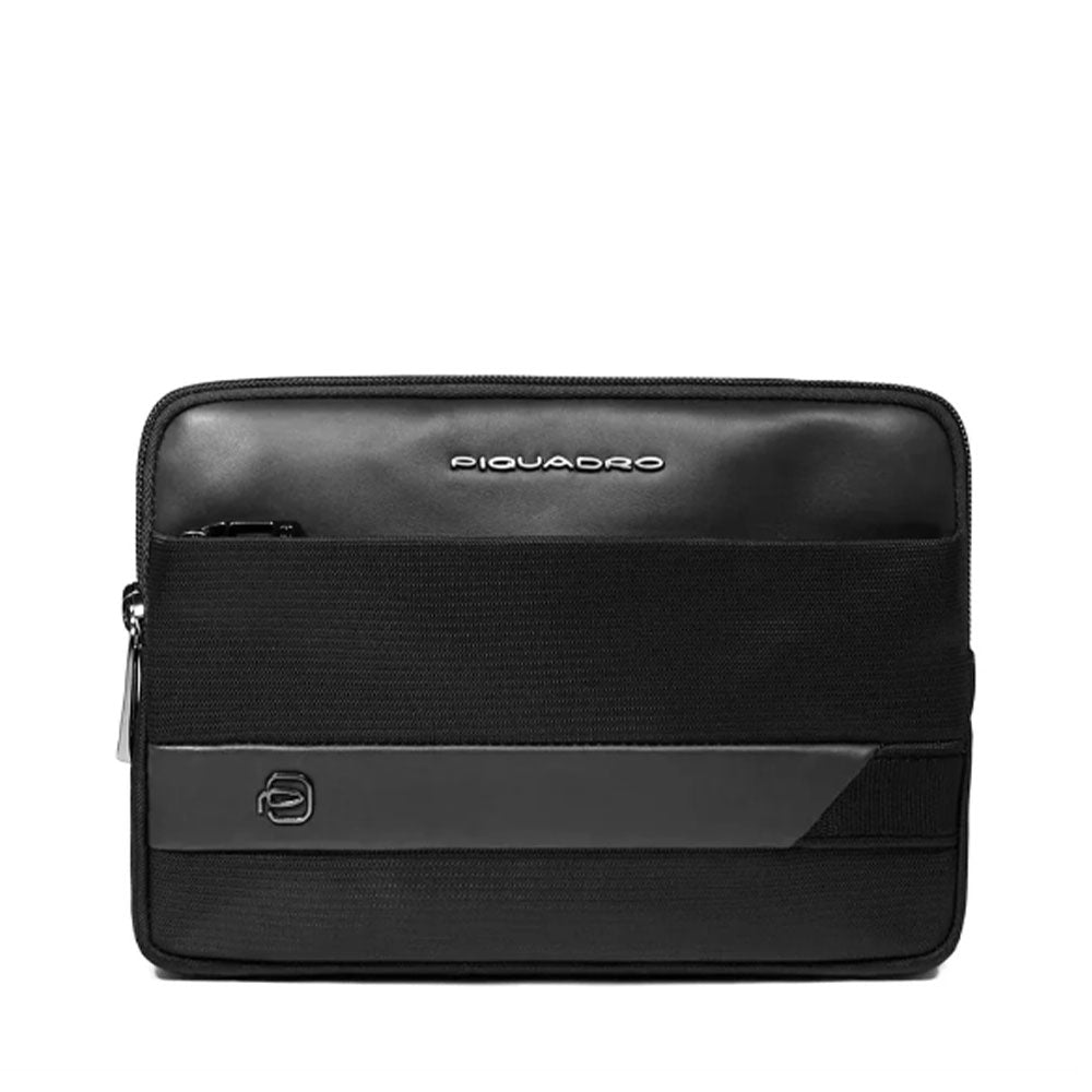 Pochette Uomo Piquadro in Tessuto e Pelle colore Nero con Tracolla - AC6492W132R