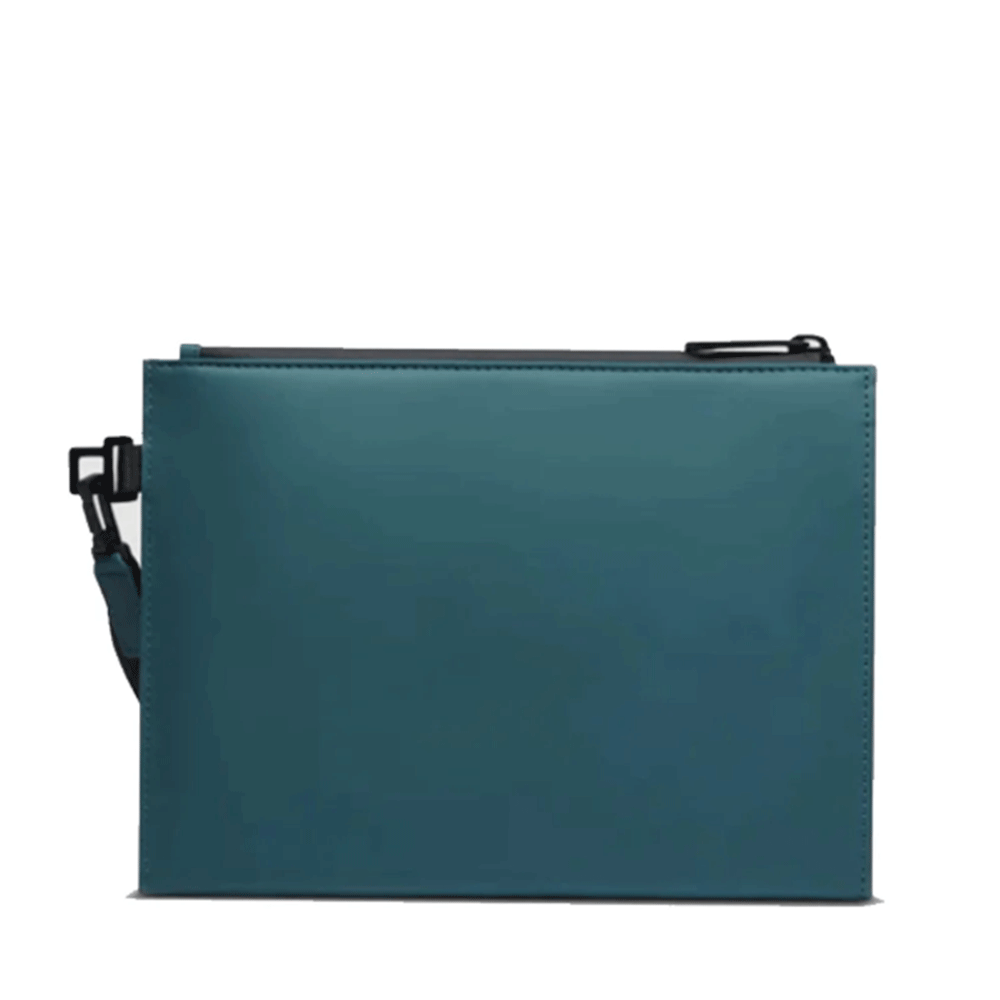 PIQUADRO Clutch aus blaugrünem gummiertem Stoff, Linie Corner 2.0, kleine Größe – AC6837C2OW