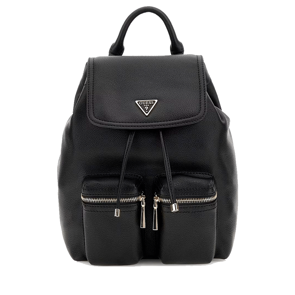 Zaino Donna GUESS Linea Manhattan Colore Nero Chiuso con Pattina e Coulisse