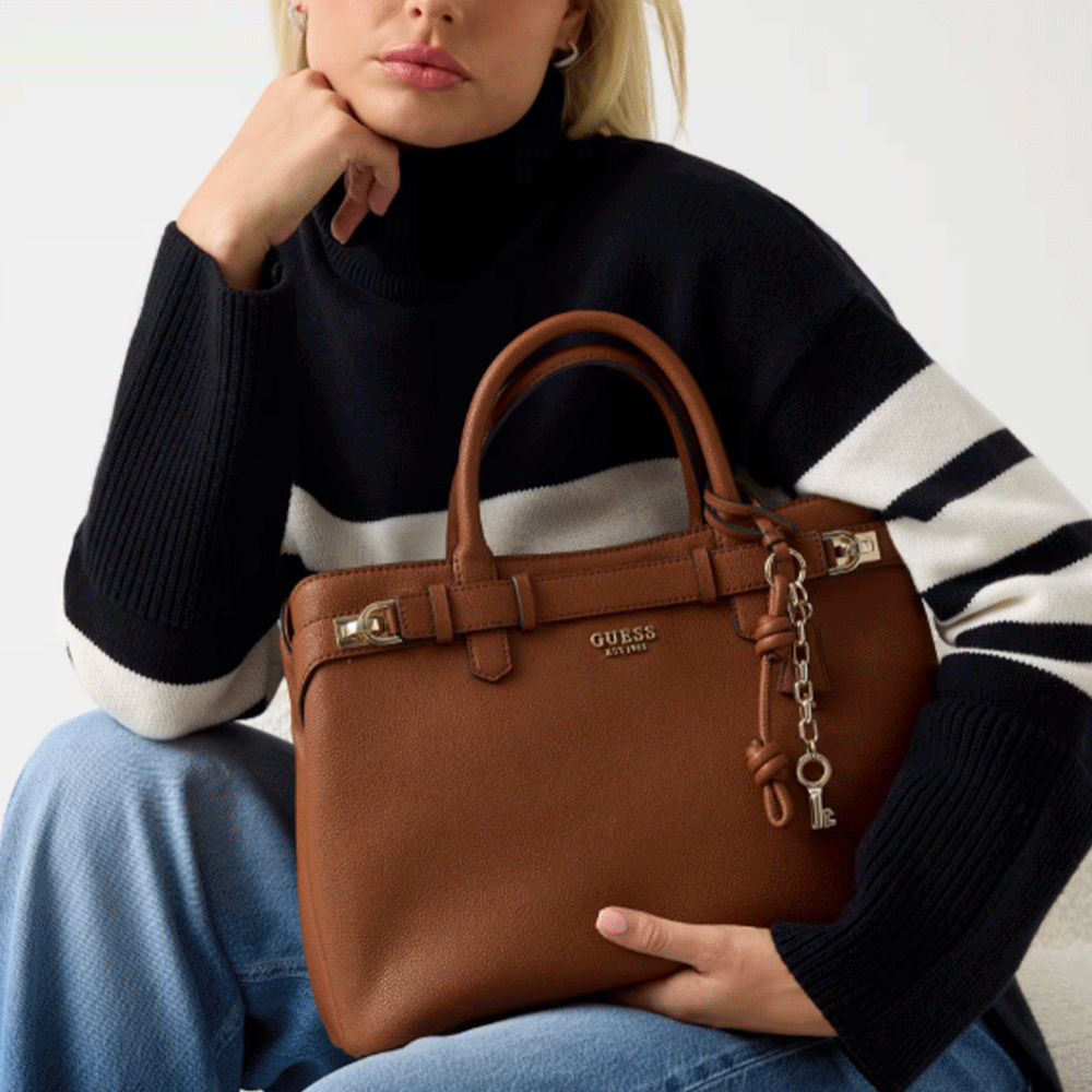 Borsa Donna a Mano GUESS Linea Gregoria colore Cognac Misura Grande