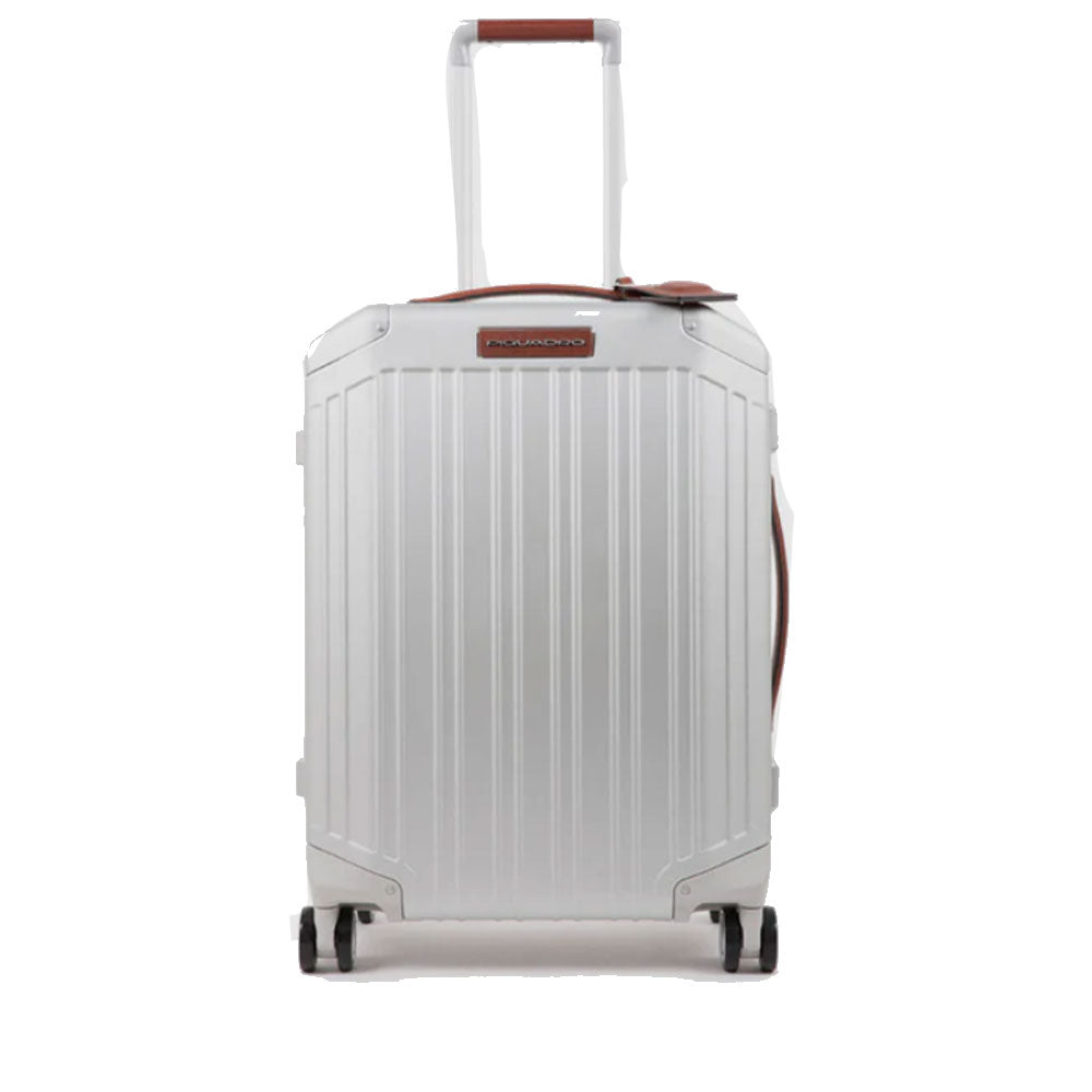 Trolley Cabina PIQUADRO Rigido con 4 Ruote Colore Grigio - Cuoio Linea PQ ALU - BV4425ALU