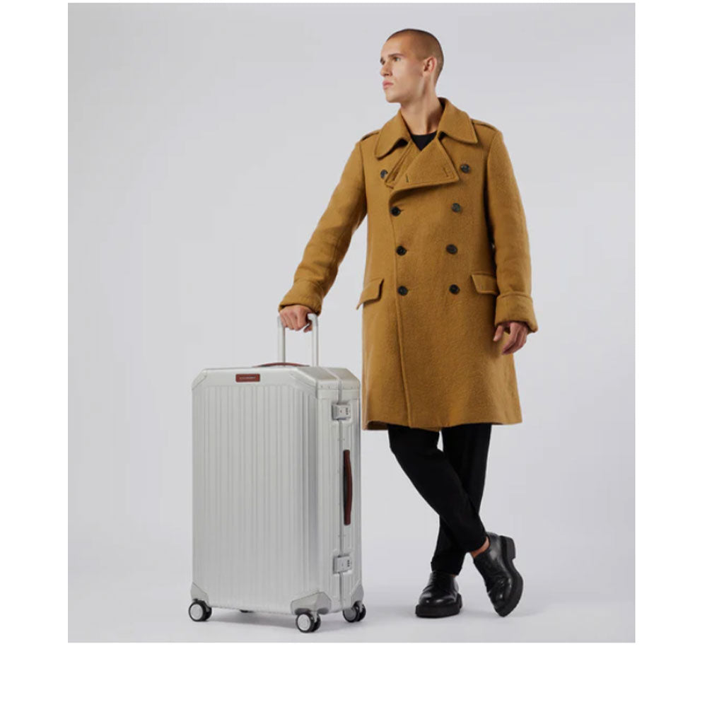 Trolley Grande PIQUADRO Rigido 4 Ruote Grigio - Cuoio Linea PQ ALU - BV4428ALU