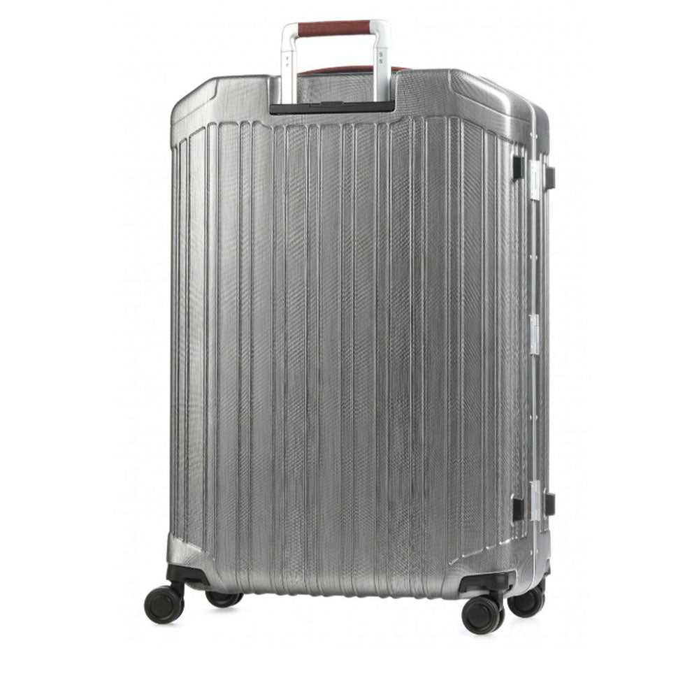 Trolley Grande PIQUADRO Rigido 4 Ruote Grigio Metallizzato - Cuoio Linea PQLM - BV4428PQLM
