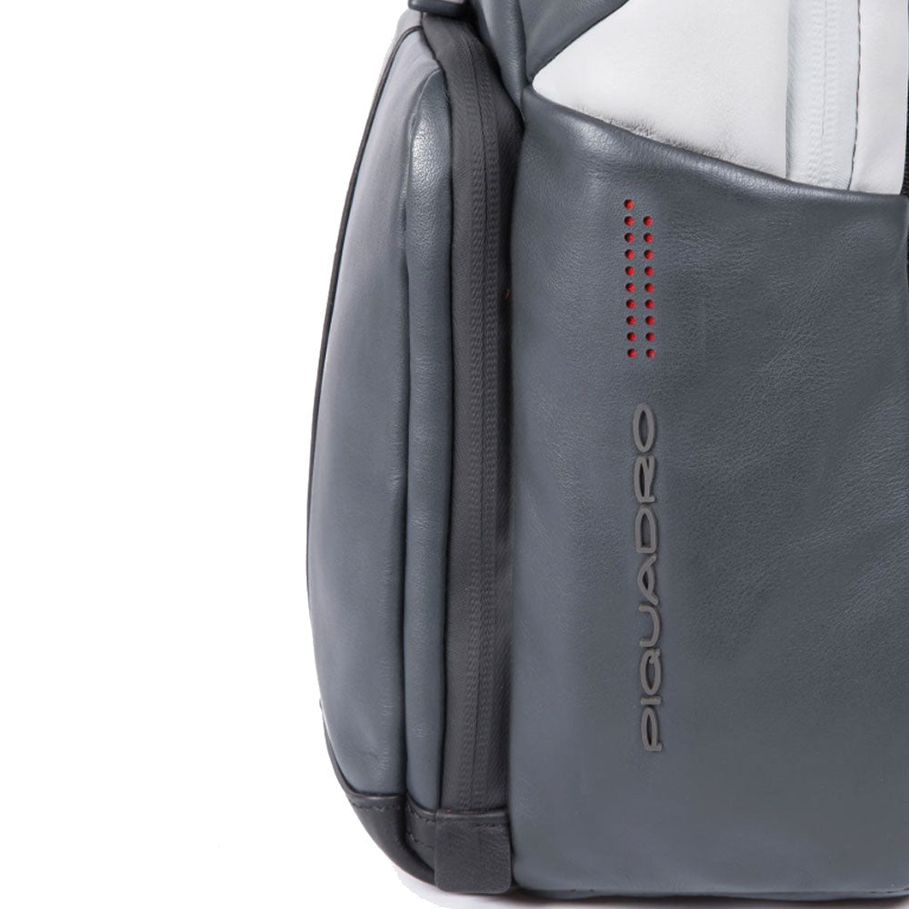PIQUADRO Herren Rucksack mit 14" Laptopfach, Urban Line aus Leder, Farbe Grau - Schwarz - CA3214UB00