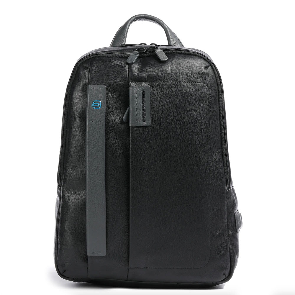 PIQUADRO Herren-Laptop-Rucksack 14" aus schwarzem Leder Pulse Line - CA3869P15