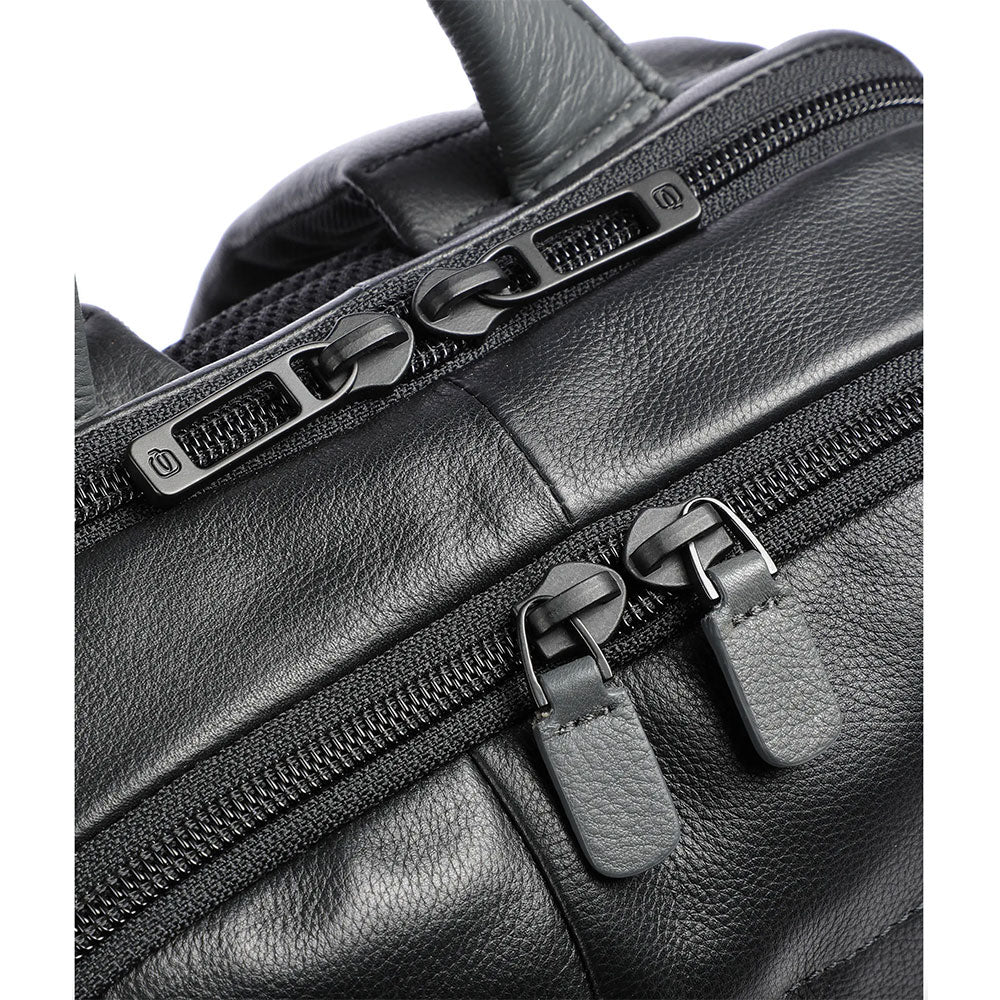 PIQUADRO Herren-Laptop-Rucksack 14" aus schwarzem Leder Pulse Line - CA3869P15