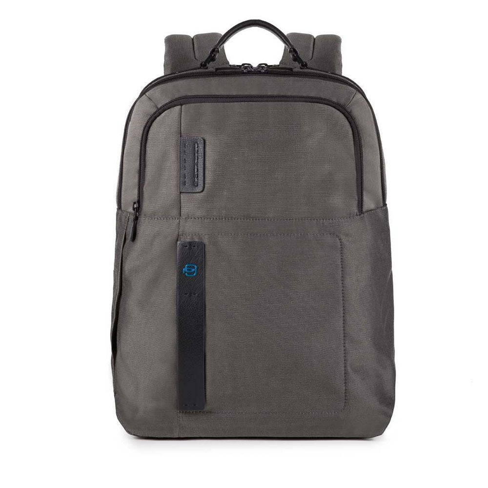 PIQUADRO 15,6" PC- und iPad-Rucksack Pulse P16-Linie aus Chevron-Stoff - Grau - CA4174P16