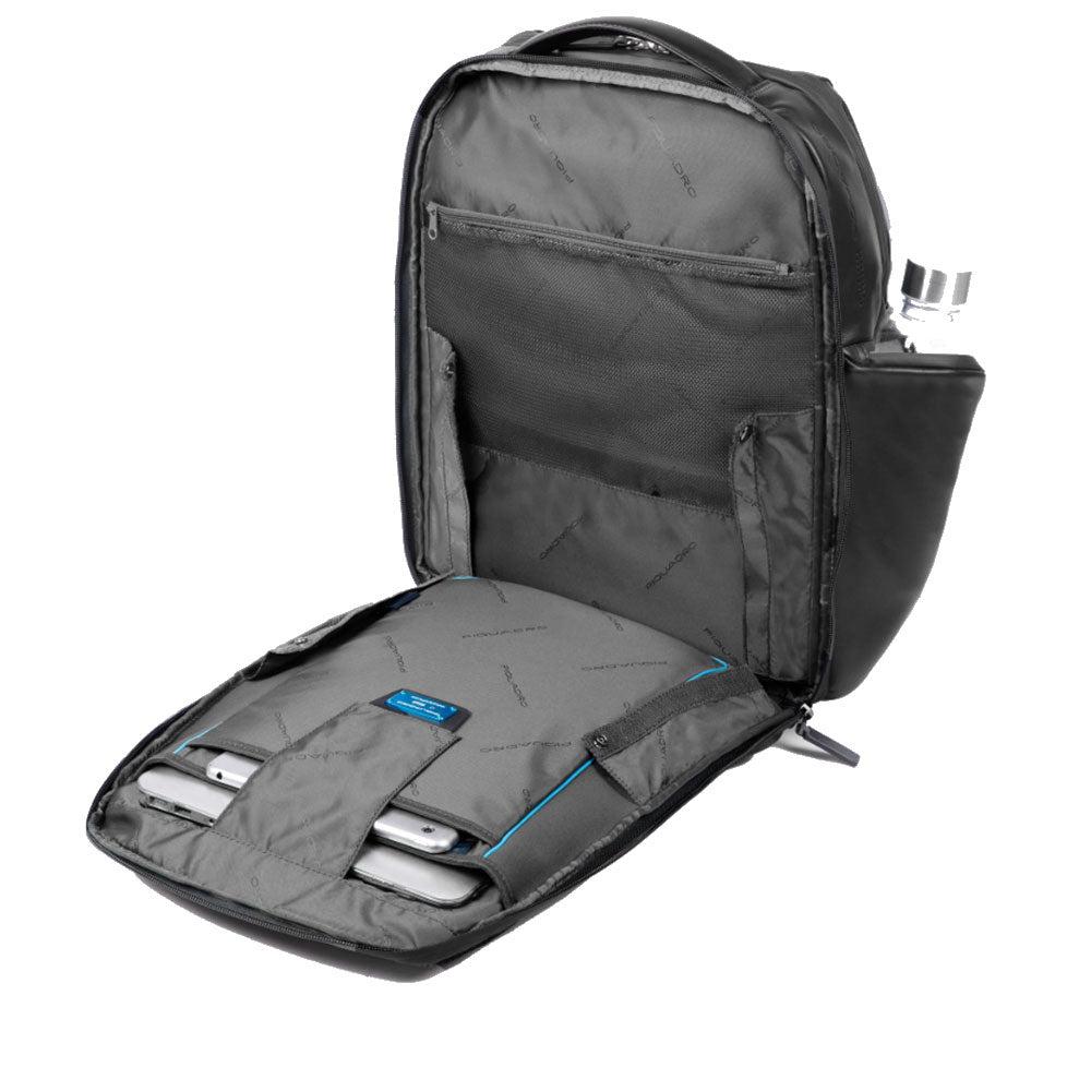 PIQUADRO Rucksack 15,6" Laptophalter Urban Line aus schwarzem Leder - CA4532UB00