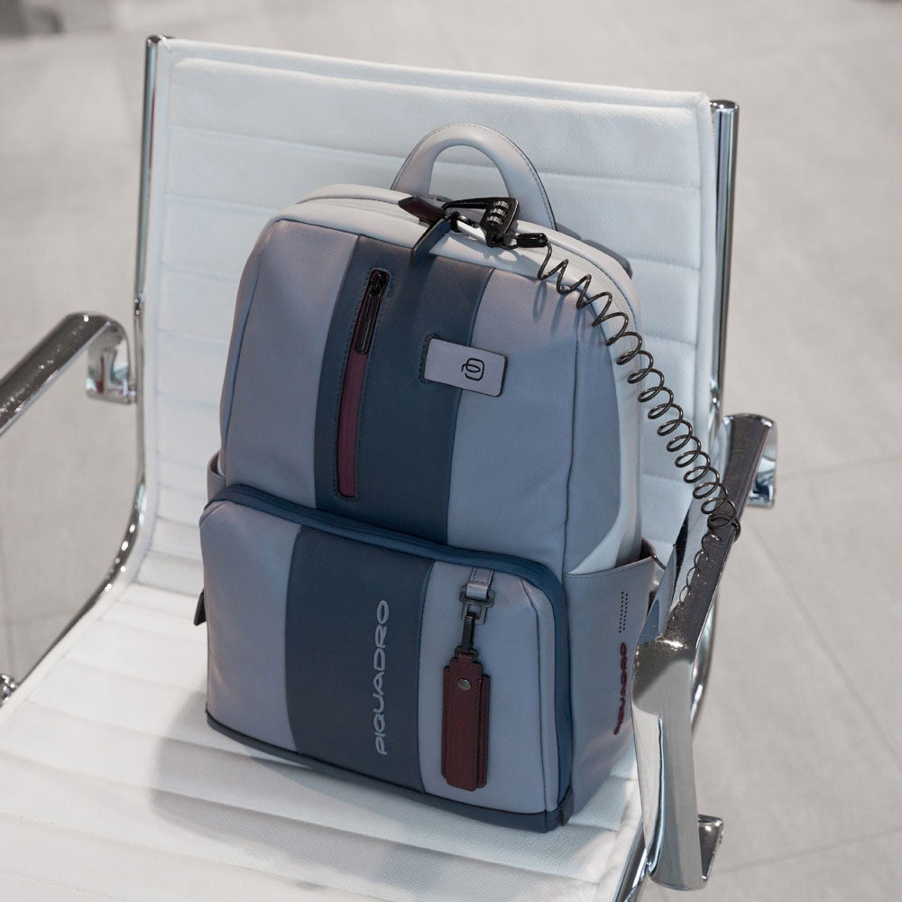 PIQUADRO Zaino Porta Pc 15,6" - linea Urban Pelle Grigio e Bordeaux CA4550UB00BM con Antifurto