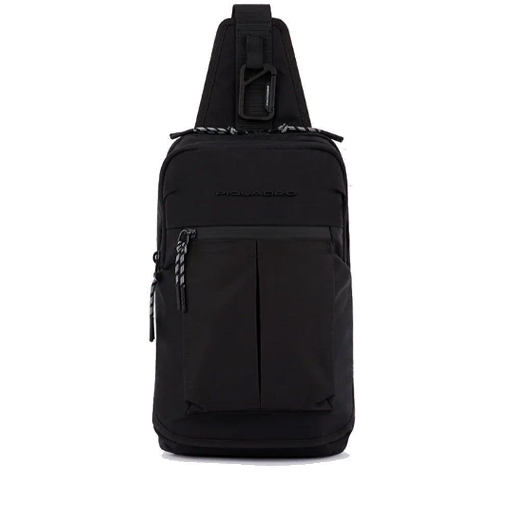 Herren-Umhängetasche aus recyceltem Stoff PIQUADRO Farbe Schwarz Arne Line - CA6003S125