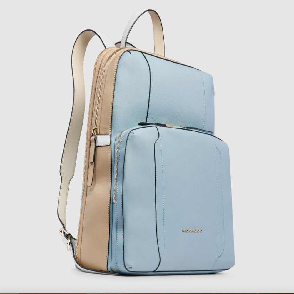 PIQUADRO Circle Line - CA6216W92
Damen Rucksack mit 15,6" Laptopfach in Leder in der Farbe Hellblau - Beige
