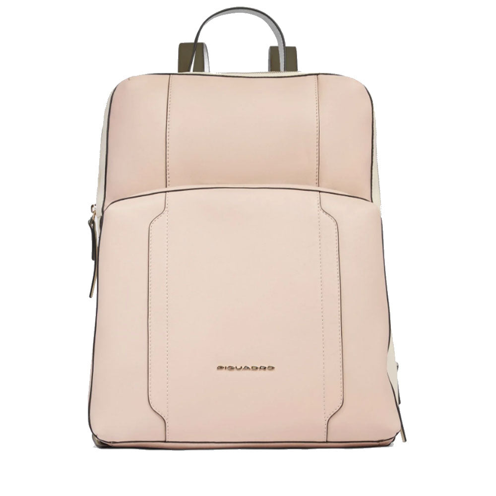 Zaino Donna PIQUADRO con Porta Pc 15,6" in Pelle Colore Rosa - Bianco Linea Circle - CA6216W92