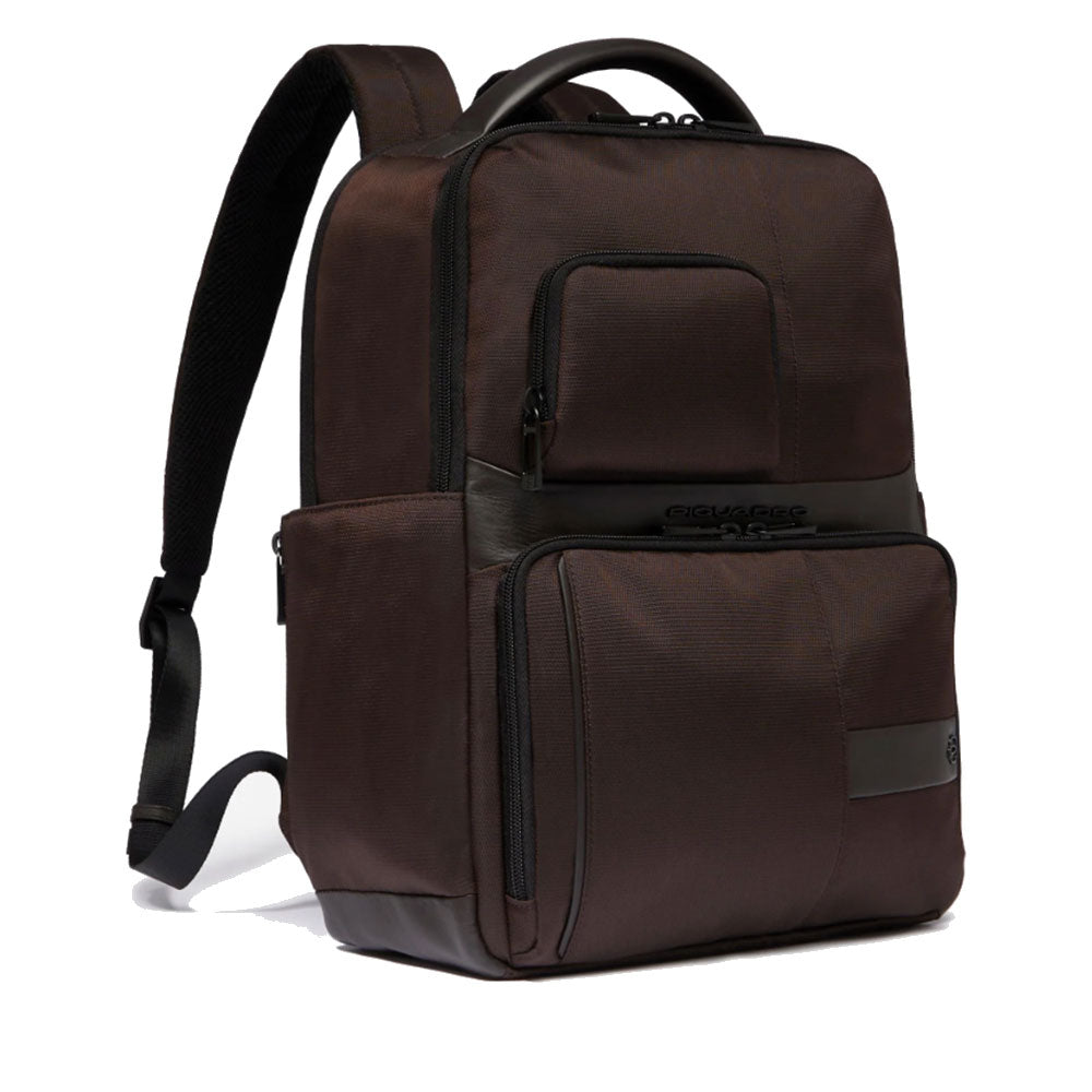 PIQUADRO 14" Laptop-Rucksack aus Stoff und Leder, Farbe Dunkelbraun, Wollem Line - CA6238W129