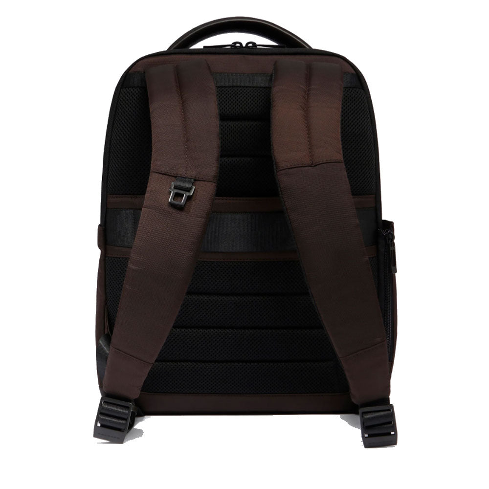 PIQUADRO 14" Laptop-Rucksack aus Stoff und Leder, Farbe Dunkelbraun, Wollem Line - CA6238W129