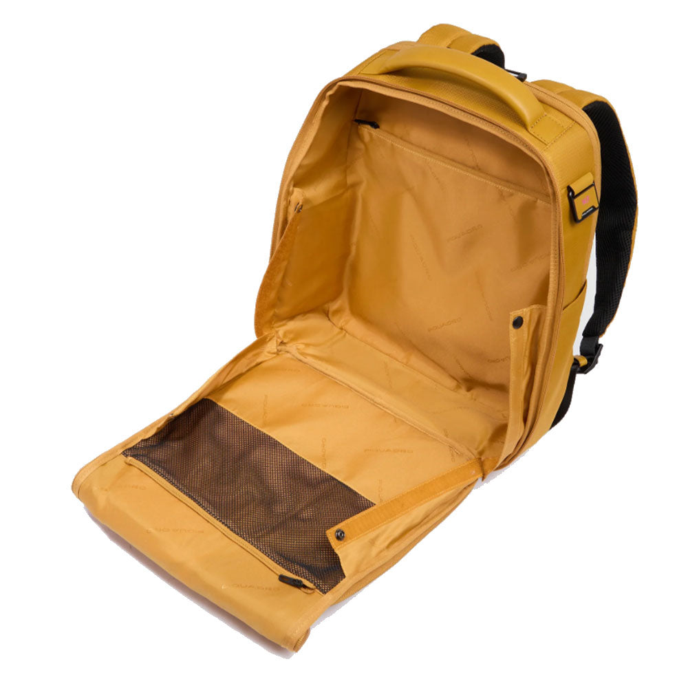 PIQUADRO 14" Laptop-Rucksack aus Stoff und Leder, Farbe Dunkelbraun, Wollem Line - CA6238W129