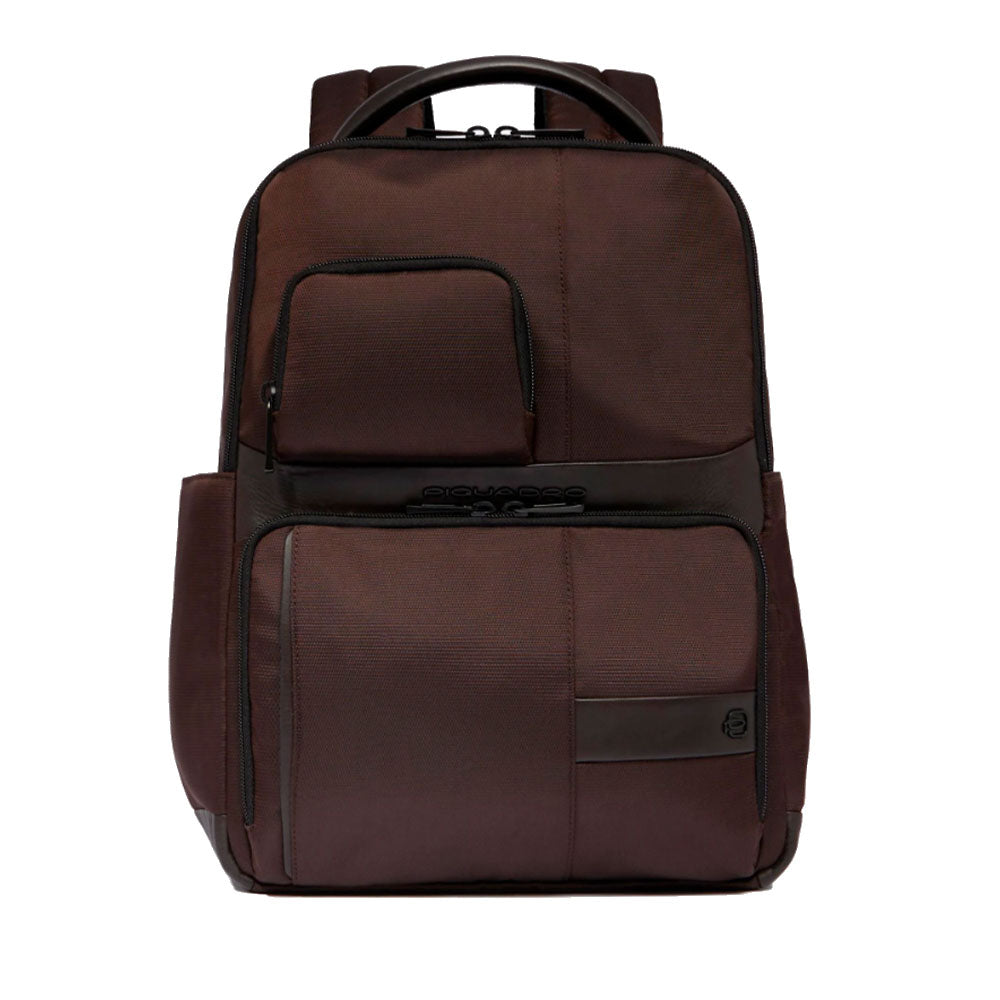 PIQUADRO 14" Laptop-Rucksack aus Stoff und Leder, Farbe Dunkelbraun, Wollem Line - CA6238W129