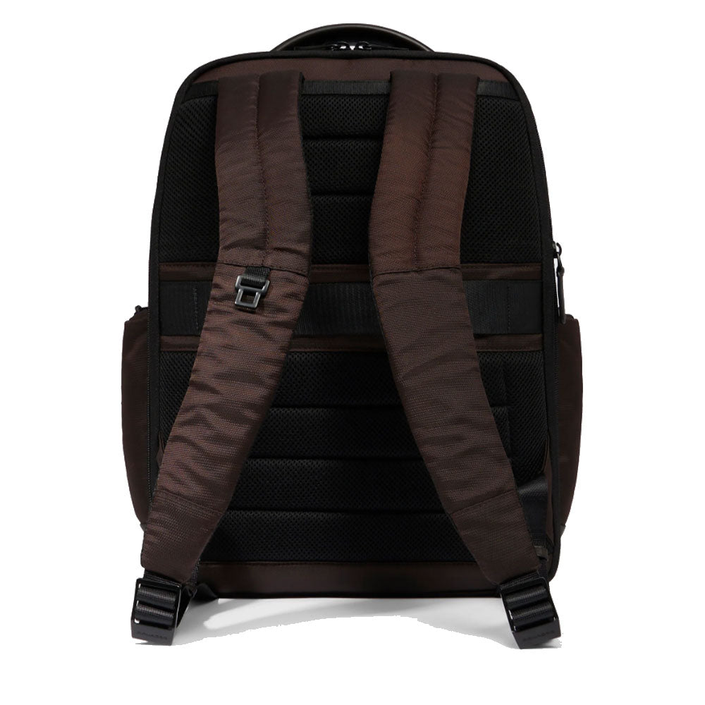 PIQUADRO 15,6" Laptop-Rucksack aus Stoff und Leder, Farbe Dunkelbraun, Wollem Line - CA6239W129BM