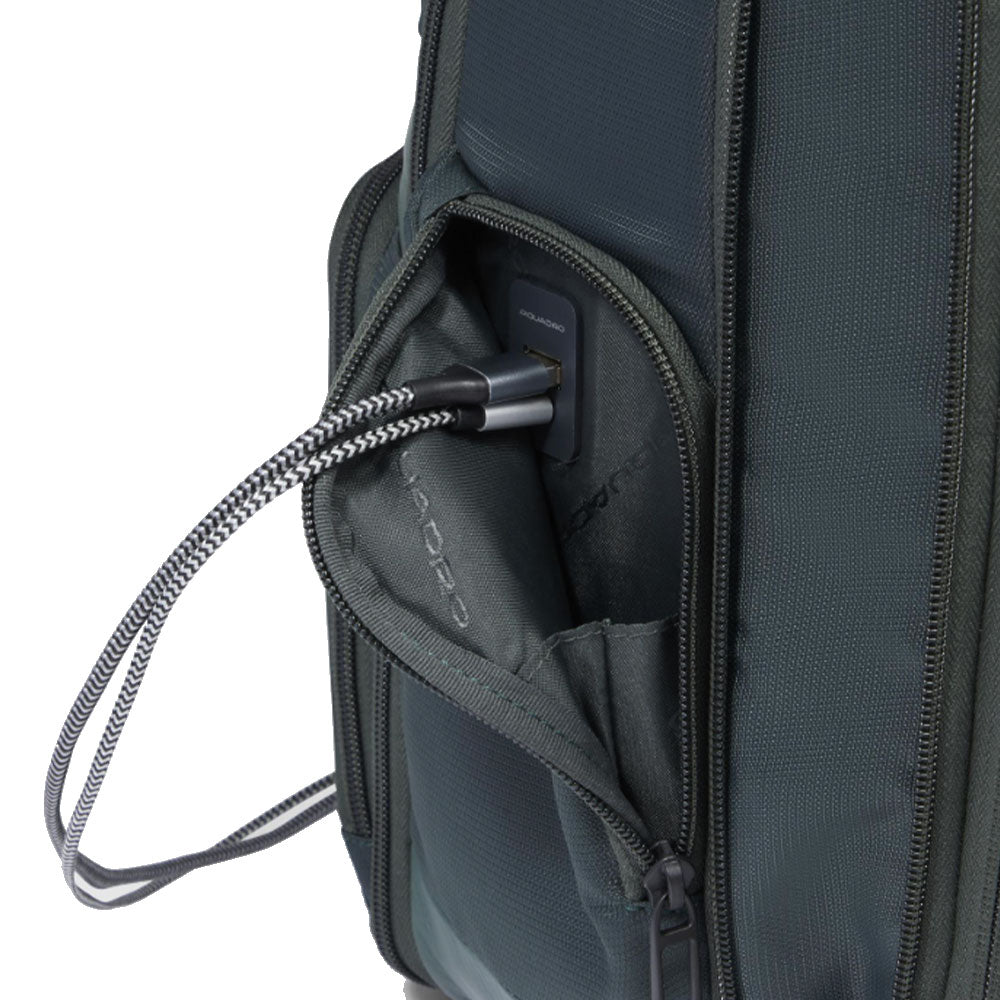 PIQUADRO 15,6" Laptop-Rucksack aus Stoff und Leder, Farbe Dunkelbraun, Wollem Line - CA6239W129BM