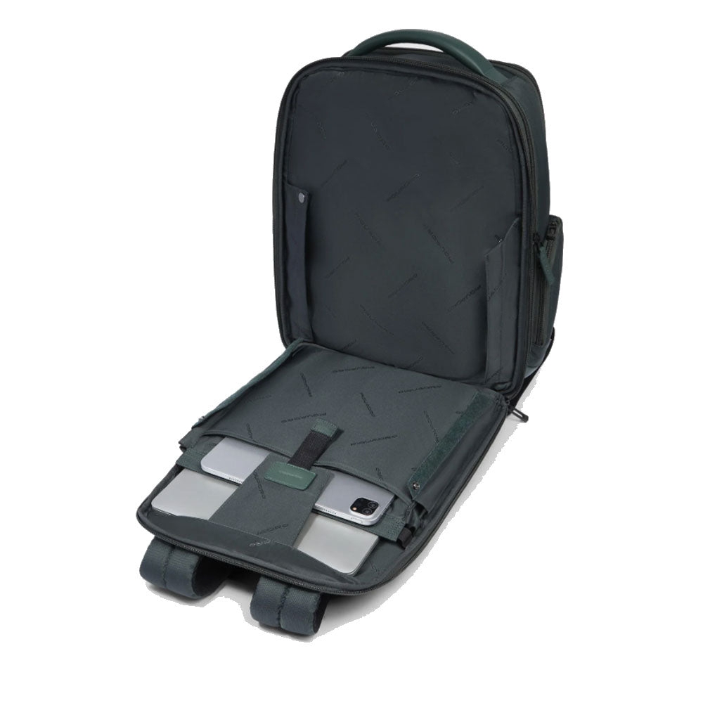 PIQUADRO 15,6" Laptop-Rucksack aus Stoff und Leder, Farbe Dunkelbraun, Wollem Line - CA6239W129BM