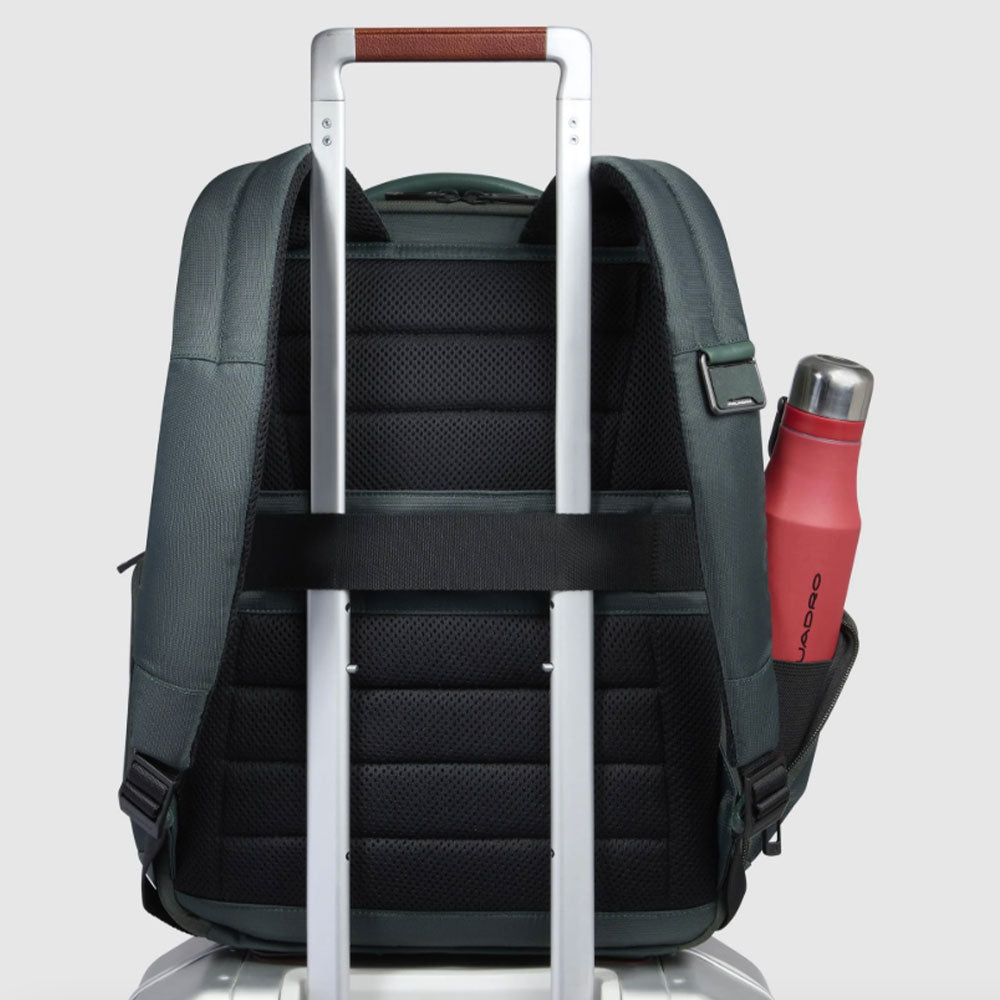 PIQUADRO 15,6" Laptop-Rucksack aus Stoff und Leder, Farbe Dunkelbraun, Wollem Line - CA6239W129BM