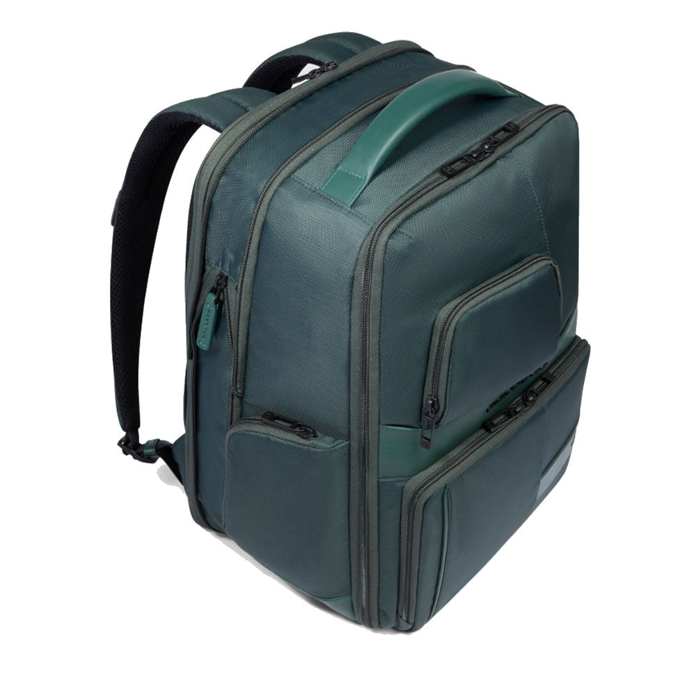 PIQUADRO 15,6" Laptop-Rucksack aus Stoff und Leder, Farbe Dunkelbraun, Wollem Line - CA6239W129BM