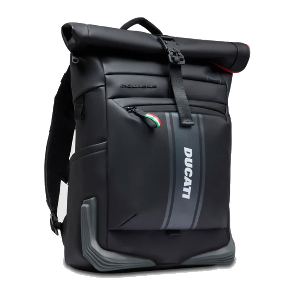 Zaino PIQUADRO per Ducati Roll Top in Tessuto Gommato colore Nero Linea Corner - CA6291C2OWD