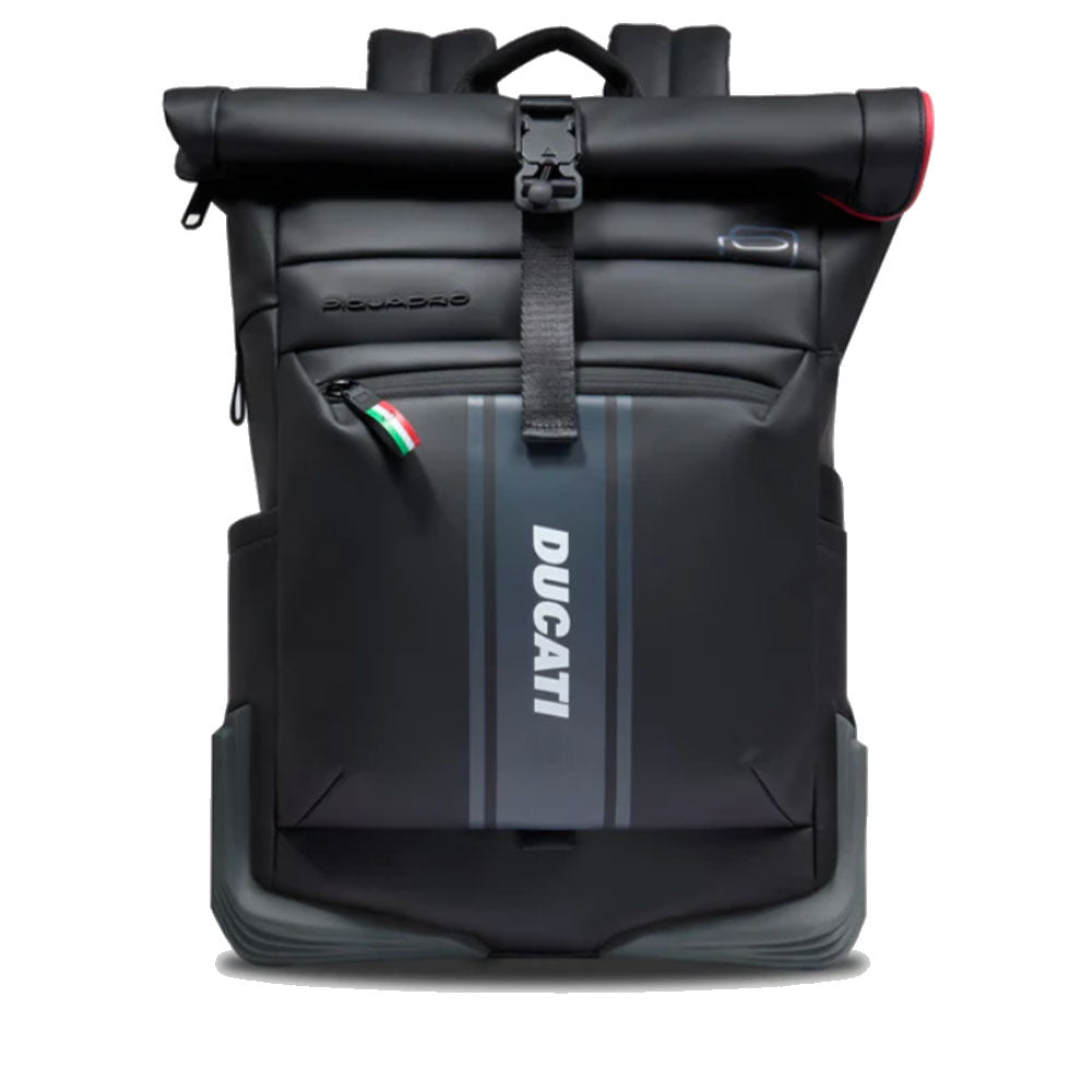 Zaino PIQUADRO per Ducati Roll Top in Tessuto Gommato colore Nero Linea Corner - CA6291C2OWD