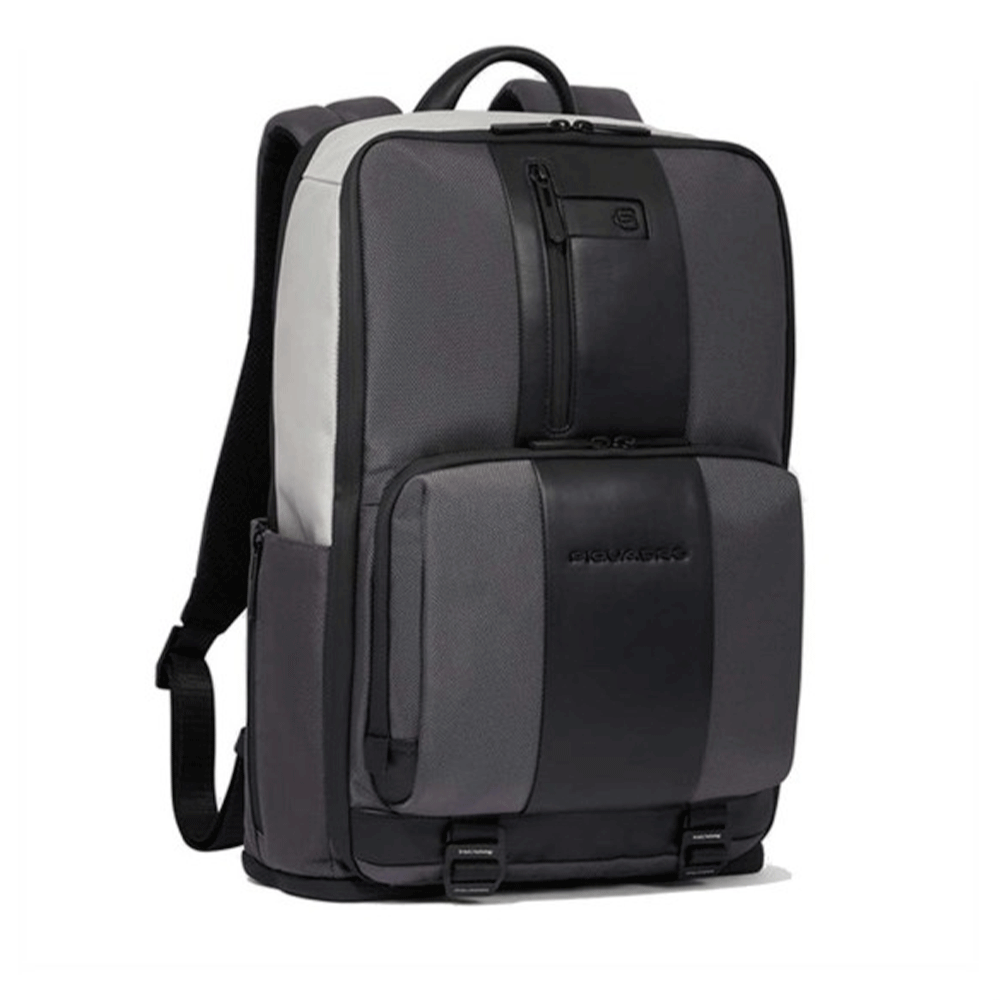 Zaino Uomo PIQUADRO con Porta Pc 14" in Tessuto e Pelle Colore Grigio - Nero Linea Brief Special - CA6375BR2S