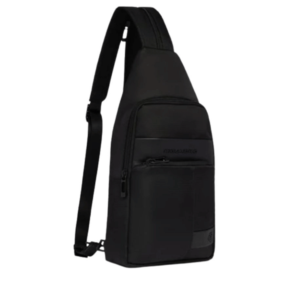 Monospalla Porta iPad mini PIQUADRO in Tessuto e Pelle Colore Nero linea Wollem - CA6540W129