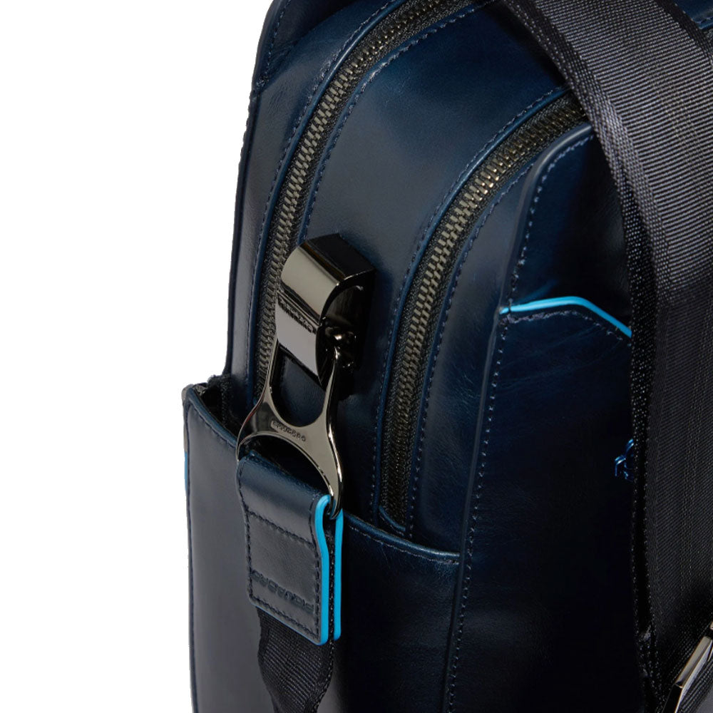 PIQUADRO Aktentasche 15,6" Laptophalter Blue Square Line aus Mahagoni-Leder - CA6590B2