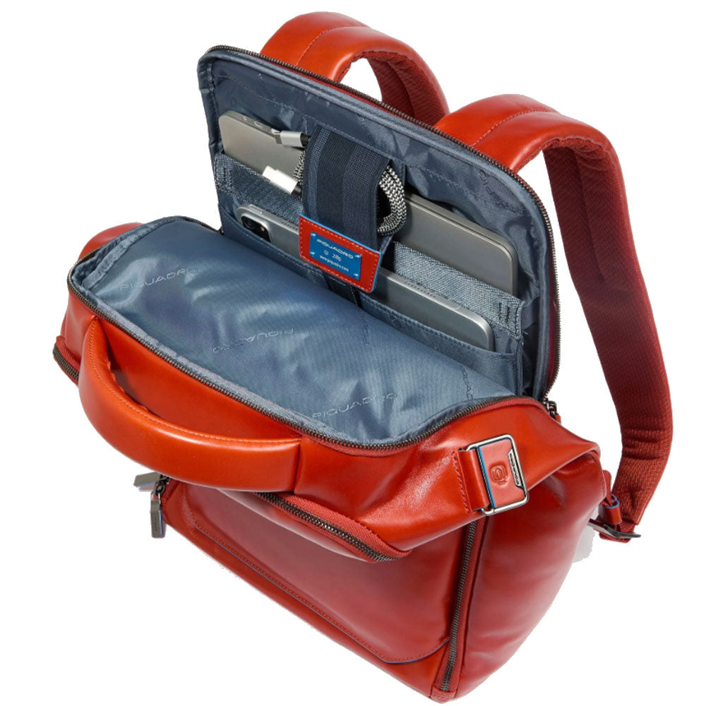PIQUADRO 14" Laptop-Rucksack aus Leder Blue Square Line - CA6591B2